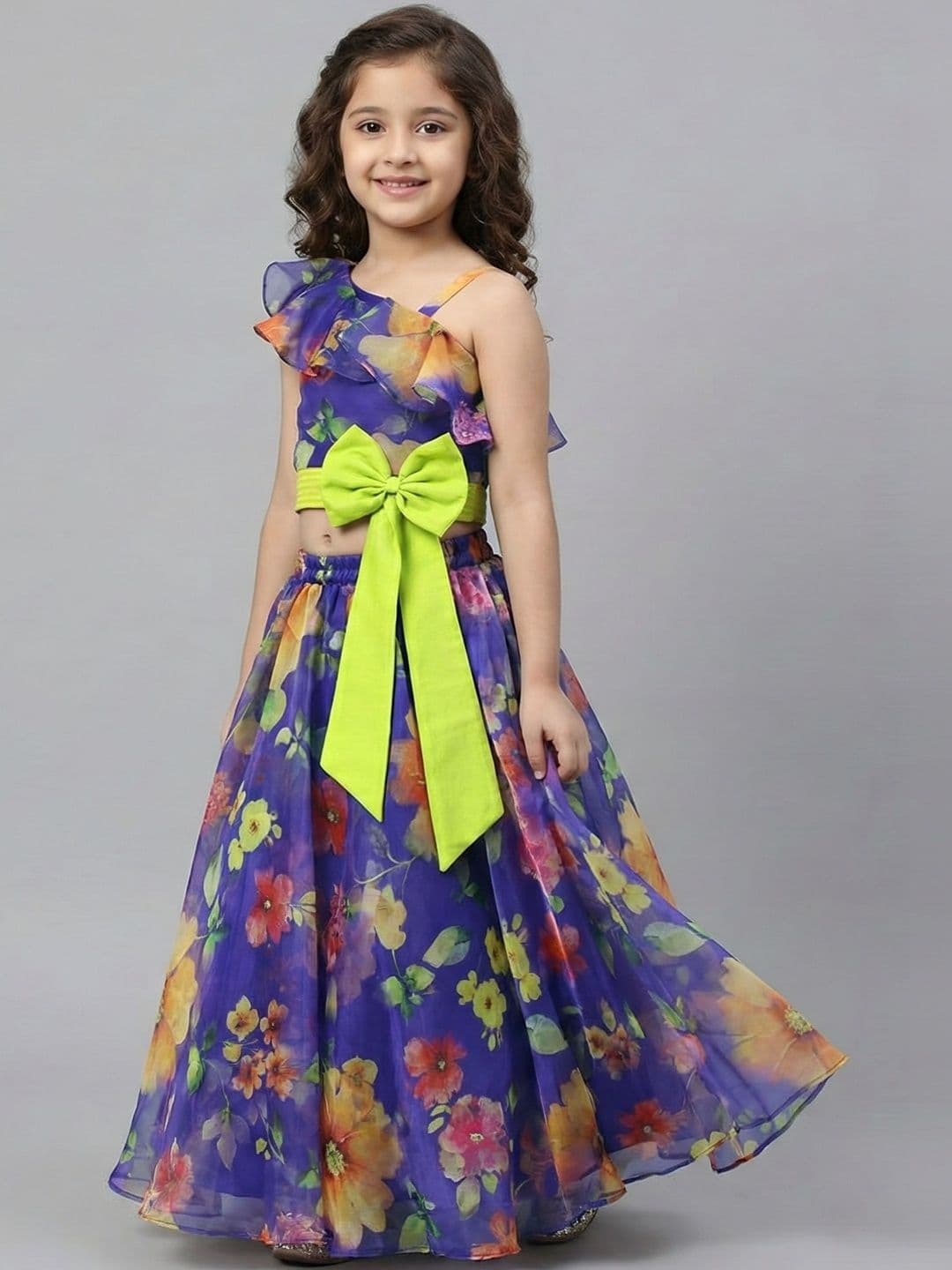 KidsFlower Girls Printed Ready to Wear Lehenga & - view 1