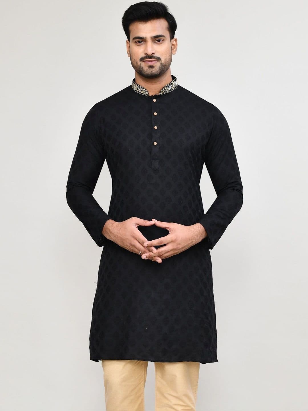 HERE&NOW Men Striped Jacquard Kurta - view 1
