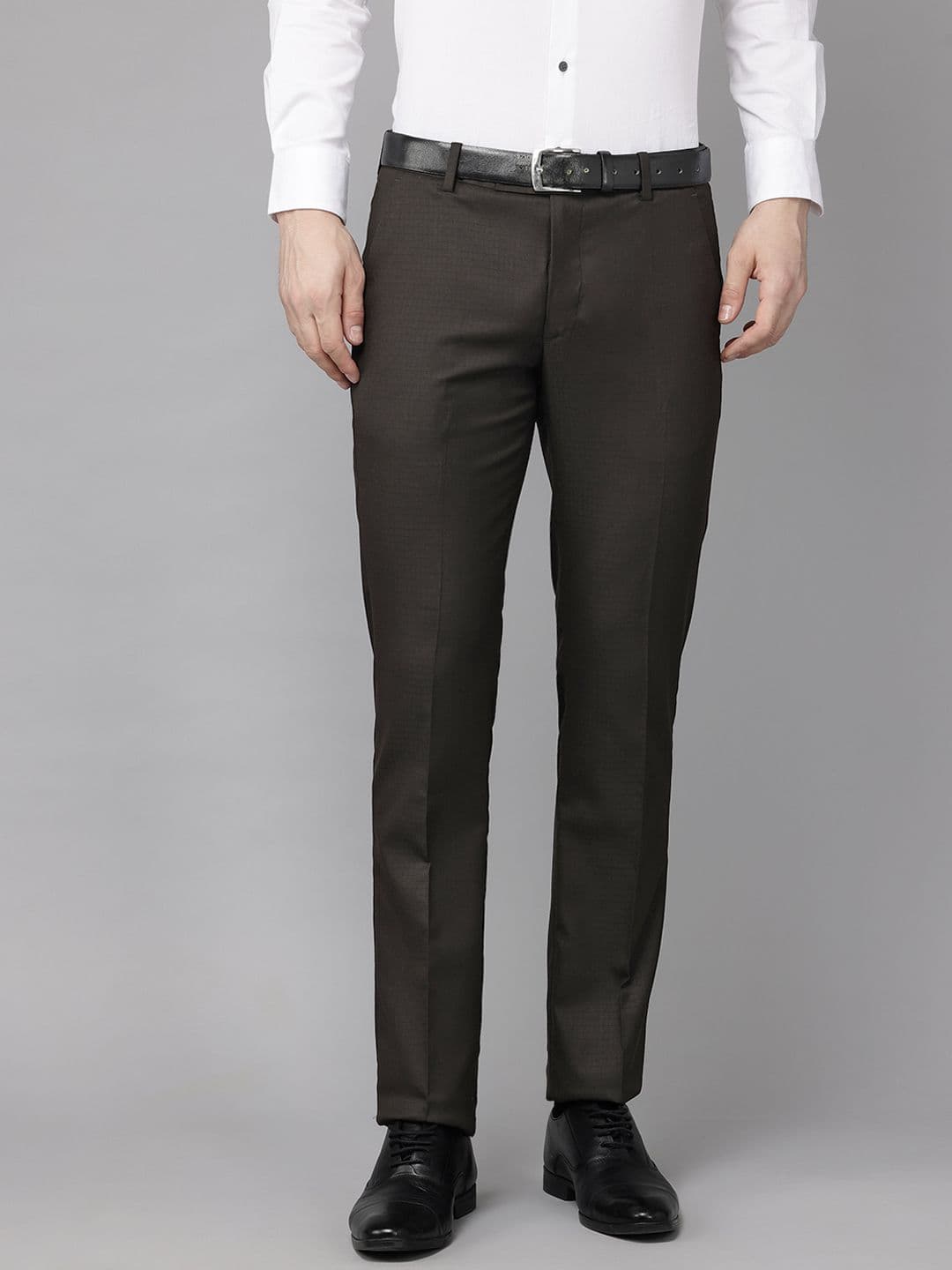 Arrow Men Originals Self Checked Mid-Rise Tailored Fit Formal Trouser - view 1