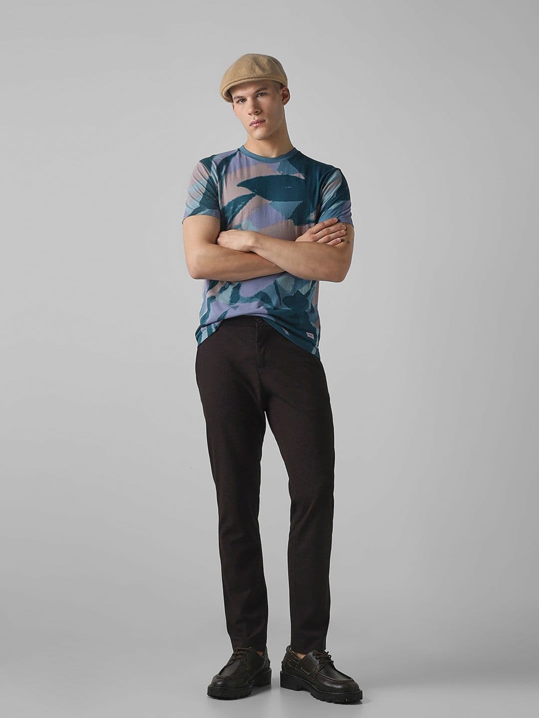 Mufti Men Abstract Printed Round Neck Cotton Slim Fit T-shirt - view 1