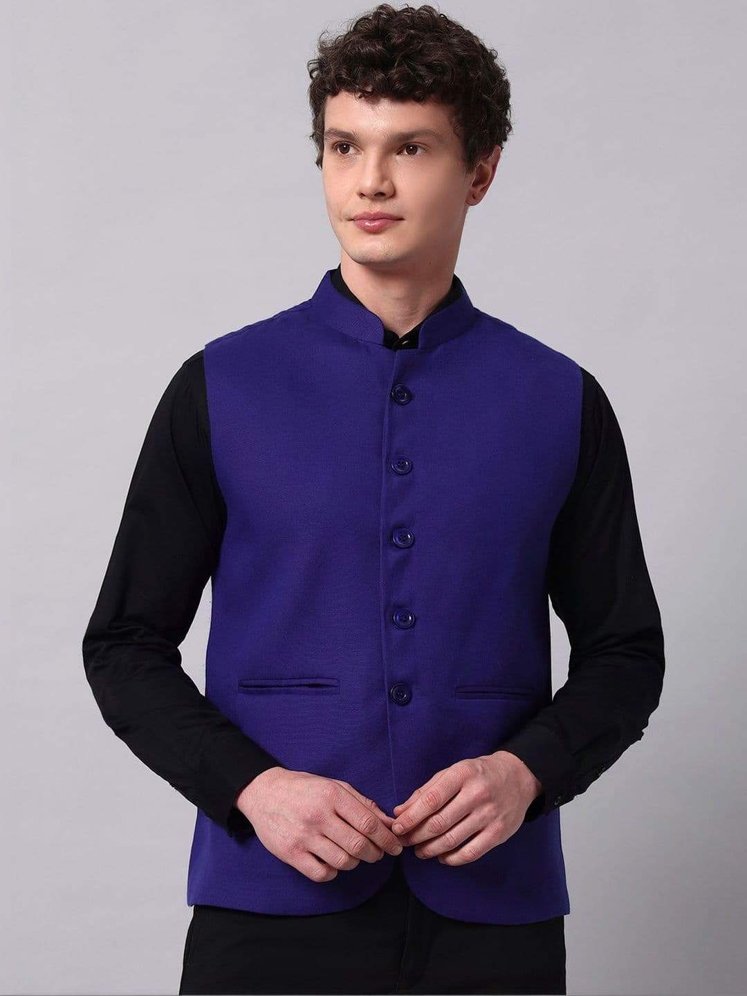 NATURE CRAFT Cotton Blend Woven Nehru Jackets - view 1