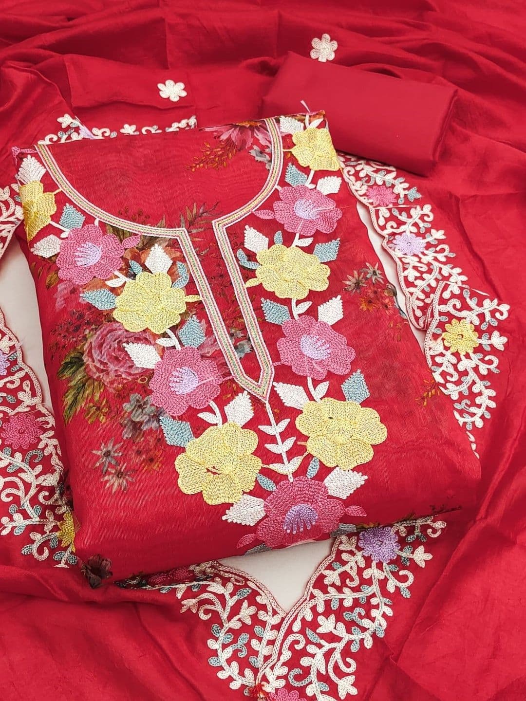 KALINI Embroidered Unstitched Dress Material - view 1