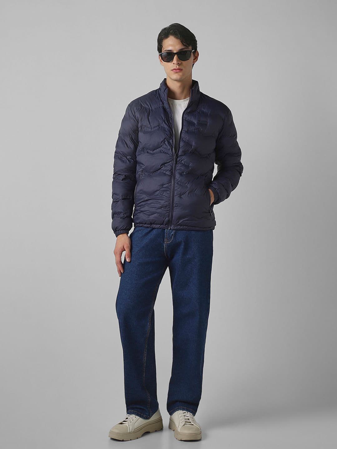 Mufti Men Mock Collar Solid Reversible Padded Jacket - view 1