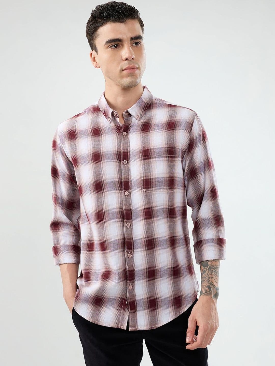 HERE&NOW Men Slim Fit Tartan Checks Checked Casual Shirt - view 1