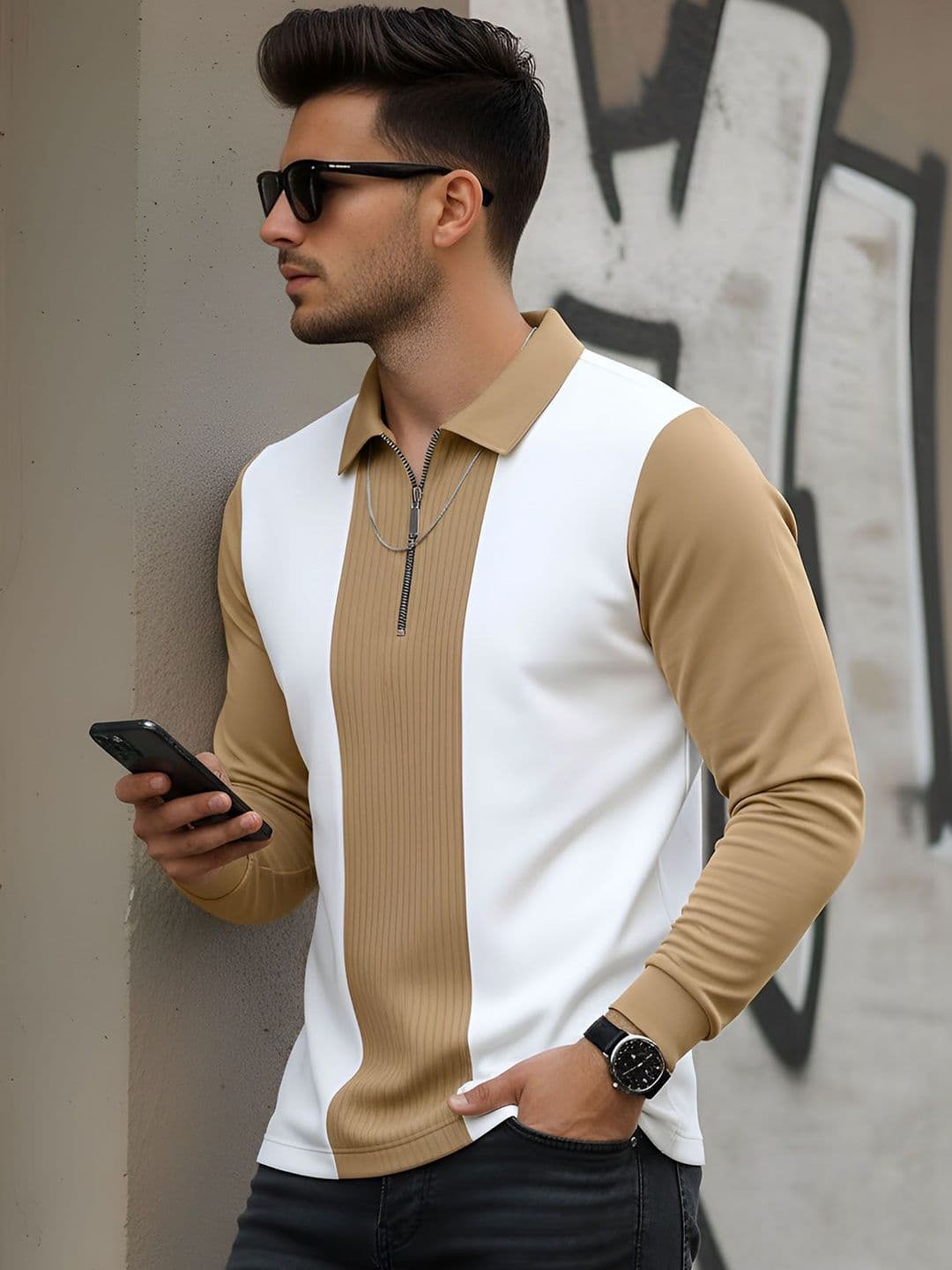 THE BEETEL HOUSE Men Colourblocked Polo Collar T-shirt - view 1