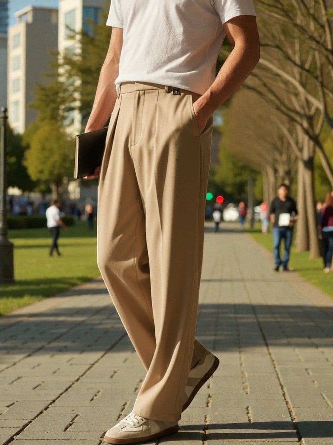 Next One Men Korean Straight Fit Easy Wash Pleated Trousers - view 1
