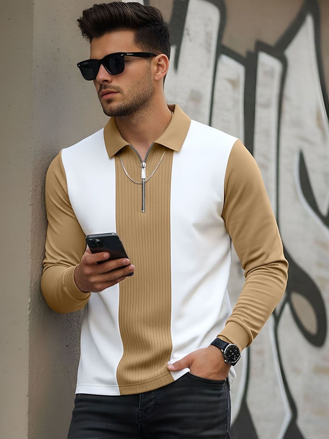 AUSK Men Colourblocked Polo Collar T-shirt - view 1