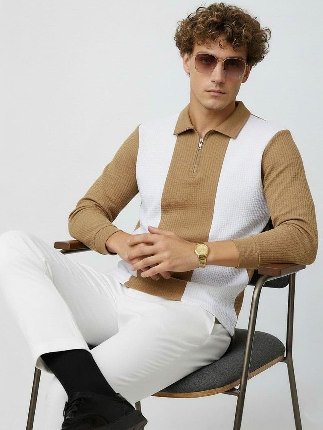 Try This Men Colourblocked Polo Collar T-shirt - view 1