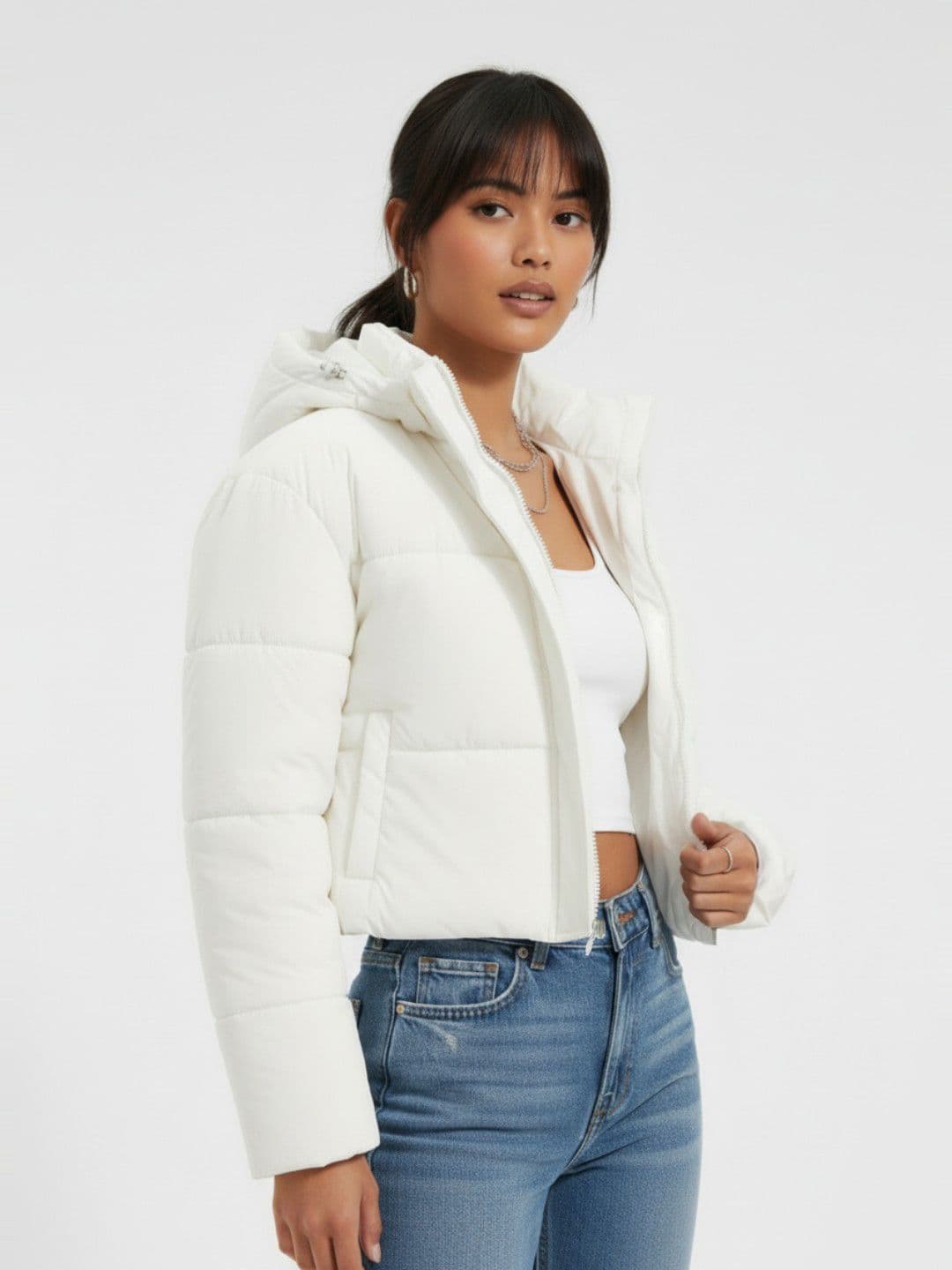 glitchez Crop Hooded Puffer Jacket - view 1