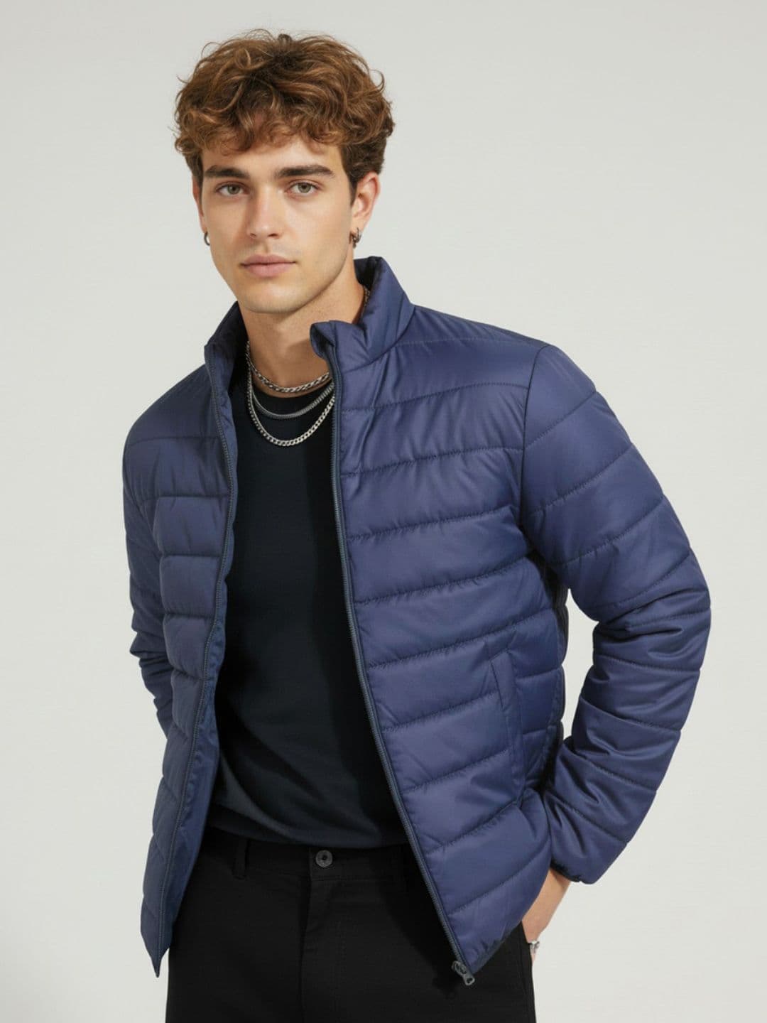 glitchez Mock Collar Padded Jacket - view 1