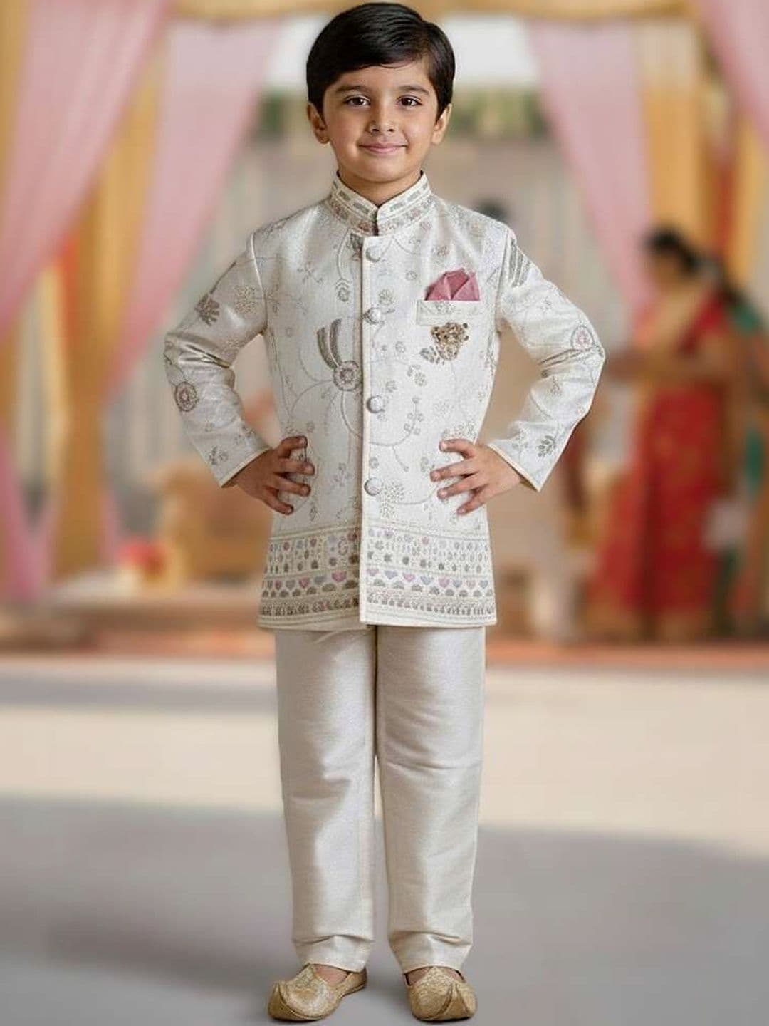SUPER ART CREATION Boys Mandarin Collar Sherwani - view 1