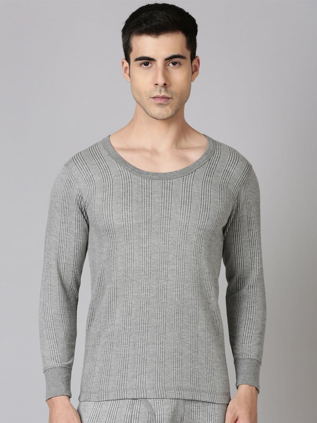 DIXCY SCOTT Men Grey Melange Thermal T-Shirt - view 1