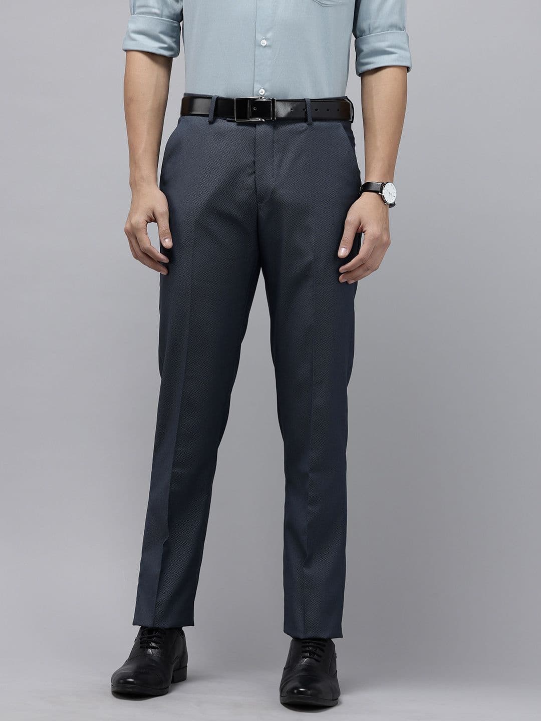 Arrow Men Tapered Fit Self Design Textured Formal Trousers - view 1