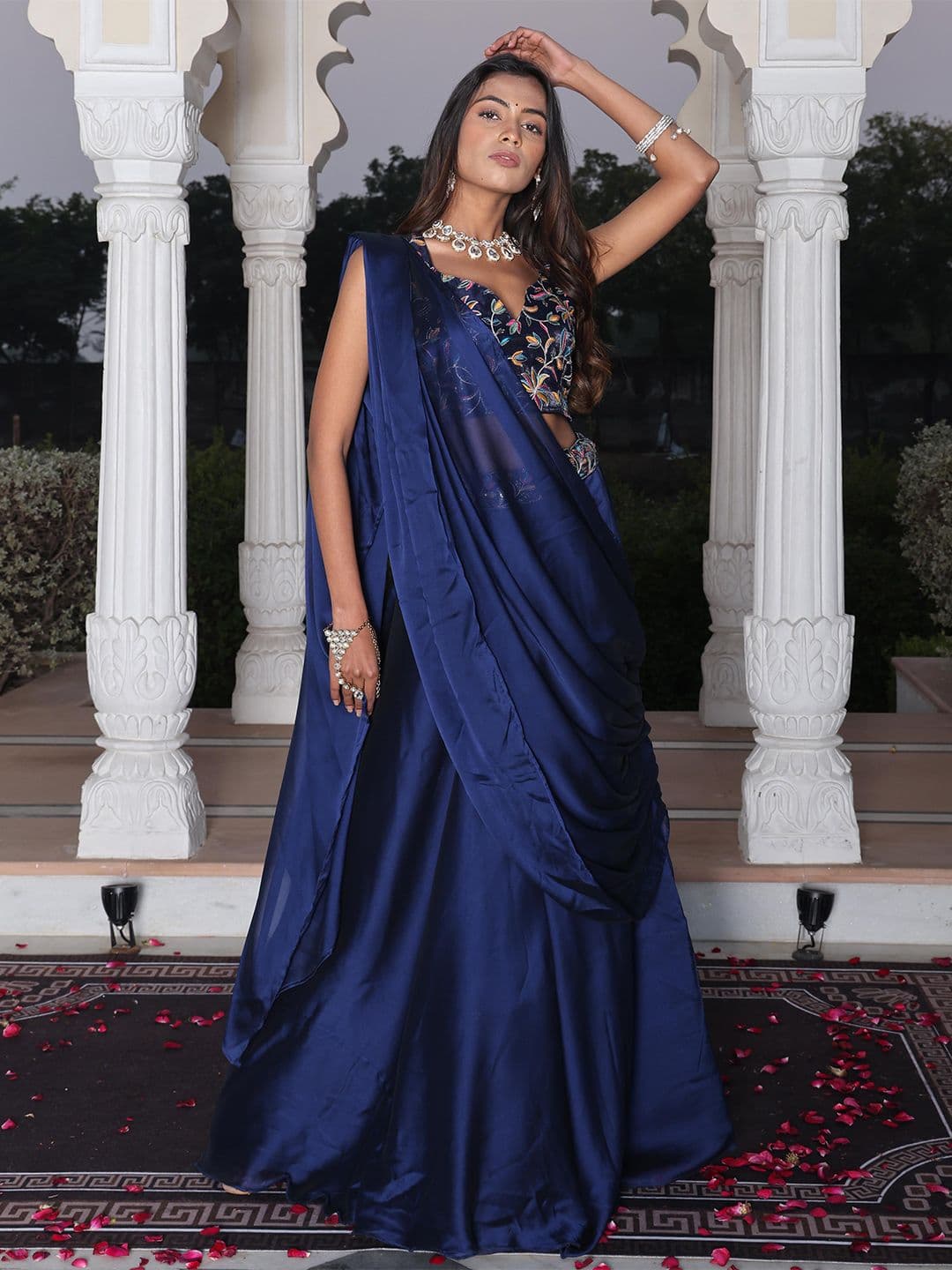 Warthy Ent Embroidered Thread Work Ready to Wear Lehenga & Unstitched Blouse With Dupatta - view 1