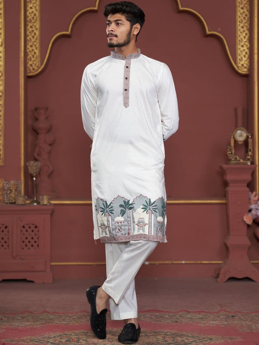 House Of Sanskruti Men Jacquard Kurta - view 1