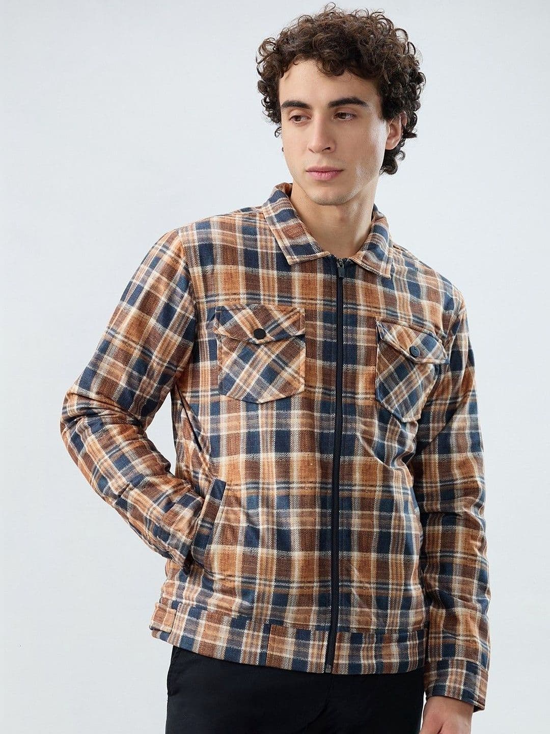 Parx Men Checked Bomber Jacket - view 1