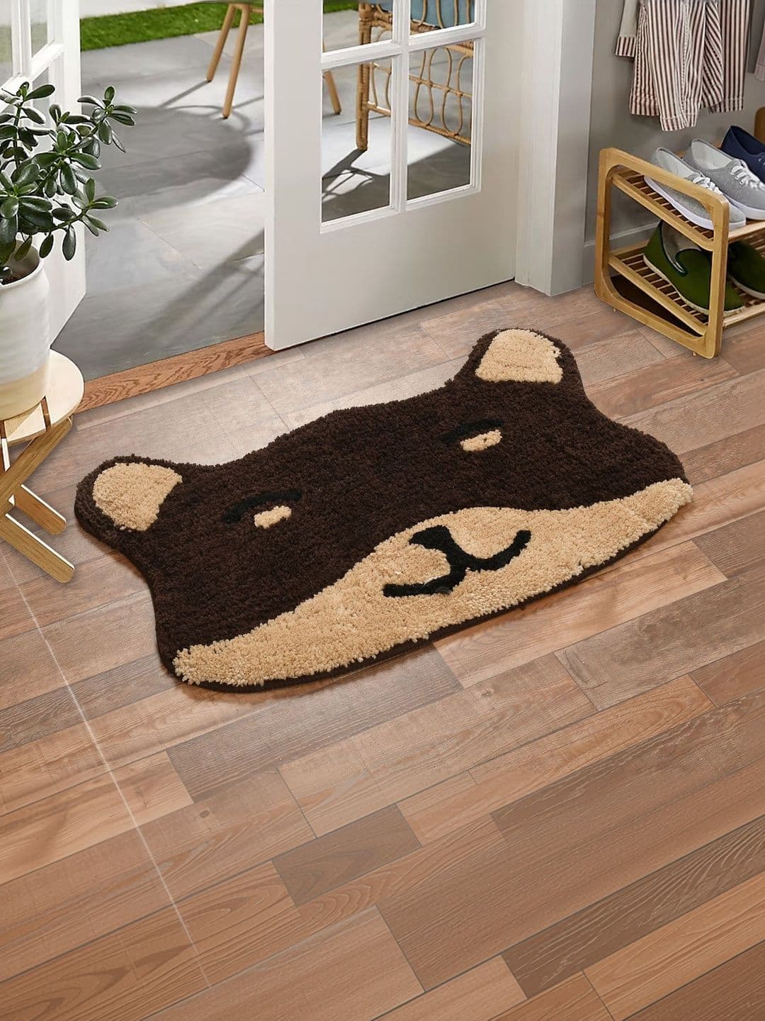 FINE TEX WORLD Brown Self Design Anti Skid Doormat - view 1