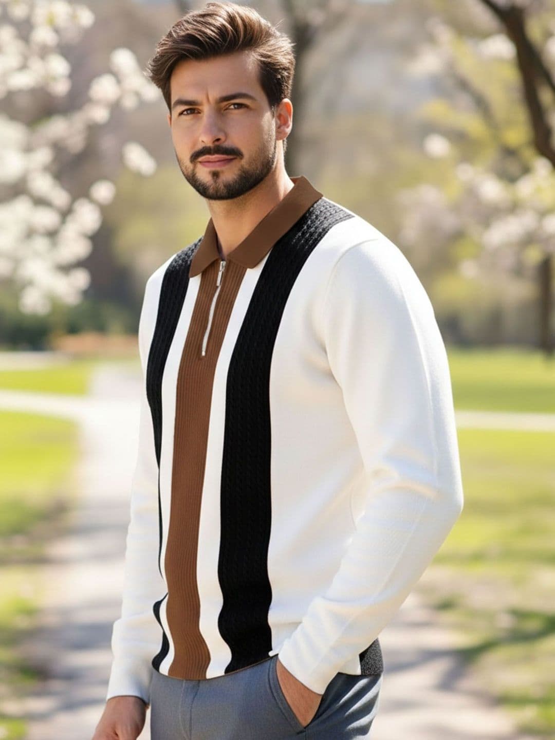 THE BEETEL HOUSE Men Colourblocked Polo Collar T-shirt - view 1