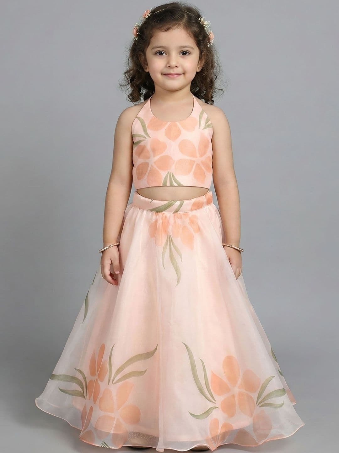 KidsFlower Girls Printed Ready to Wear Lehenga & - view 1