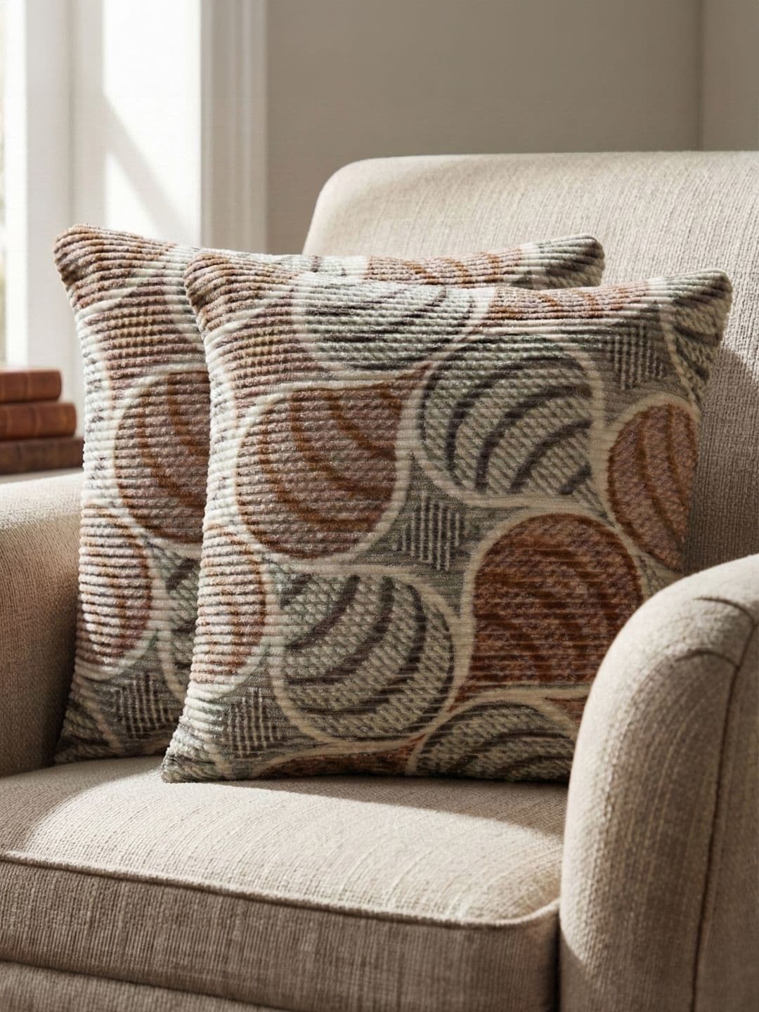 Kaleen India Grey Set of 2 Geometric Square Cushion Covers - view 1