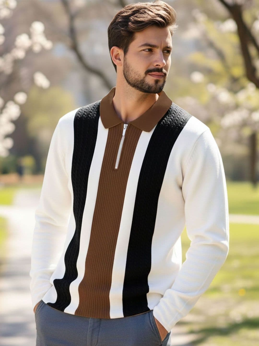 AUSK Men Colourblocked Polo Collar T-shirt - view 1