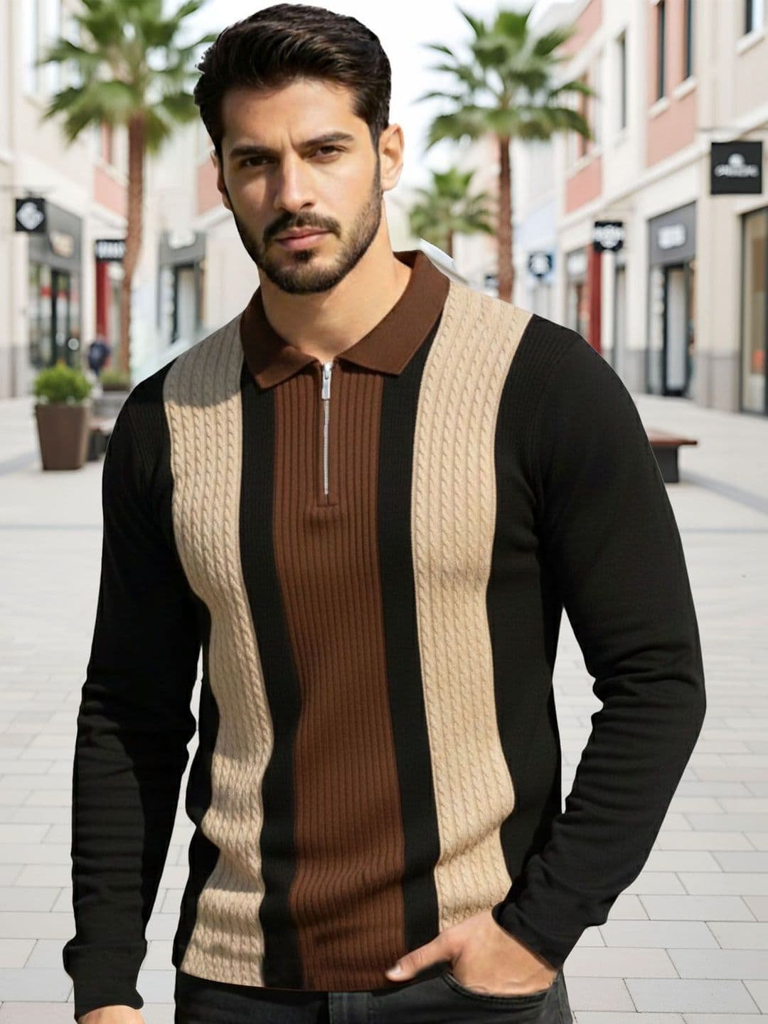 THE BEETEL HOUSE Men Colourblocked Polo Collar T-shirt - view 1
