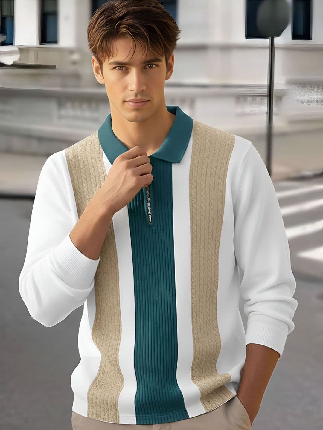 THE BEETEL HOUSE Men Colourblocked Polo Collar T-shirt - view 1