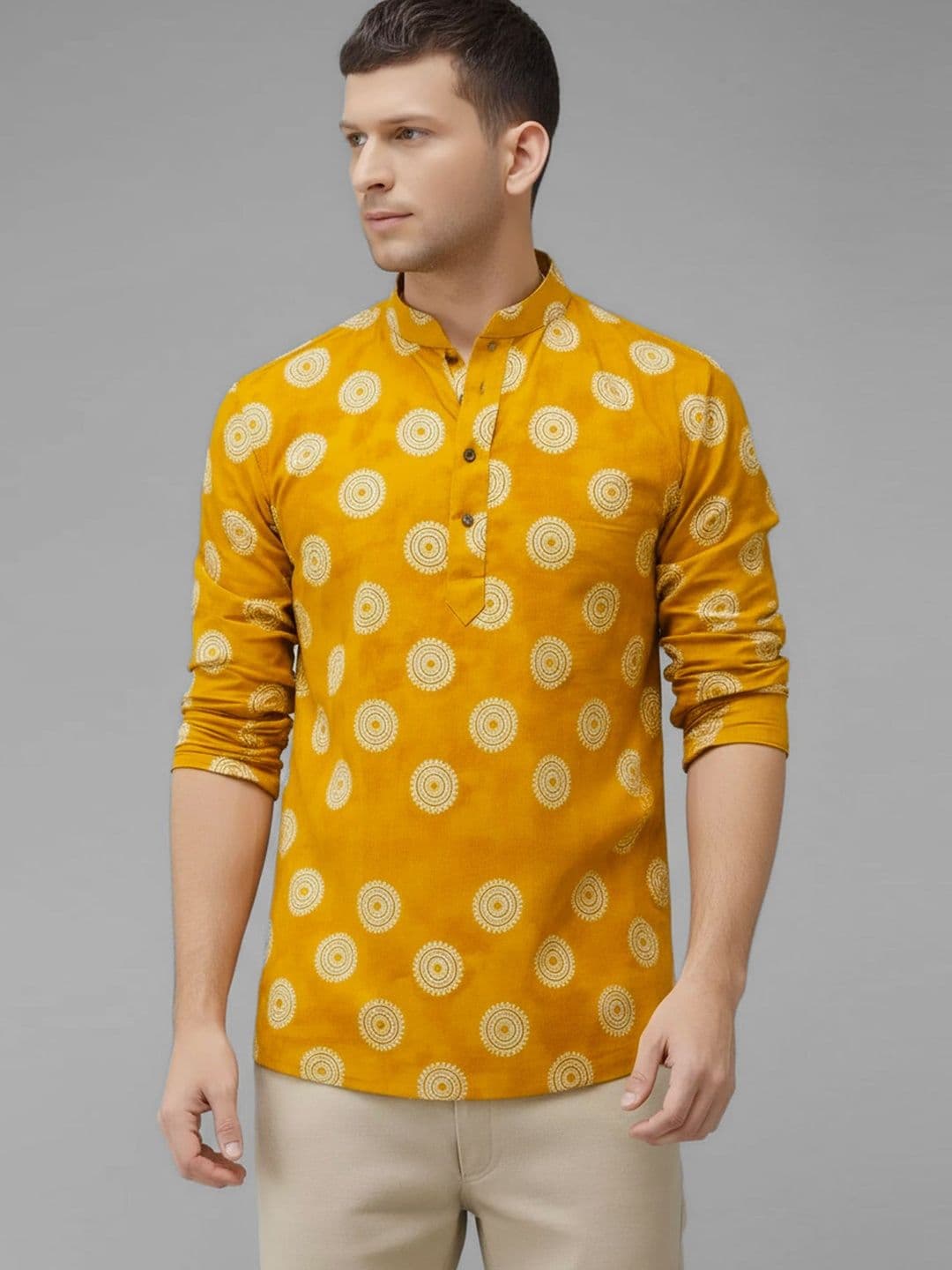 Anouk Rustic Men Geometric Printed Thread Work Kurta - view 1