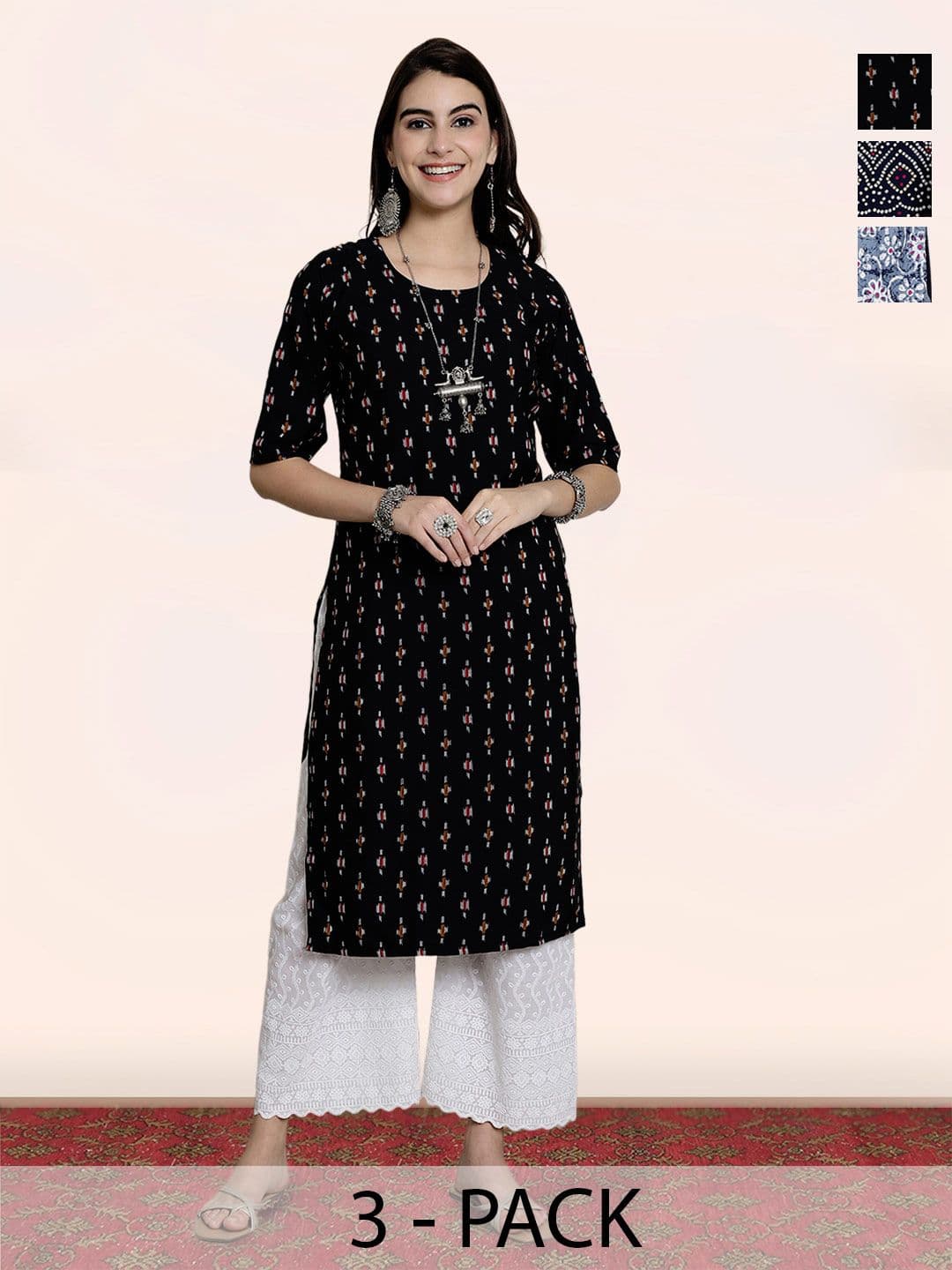 popmantra Women Ethnic Motifs Printed Crepe Kurta - view 1