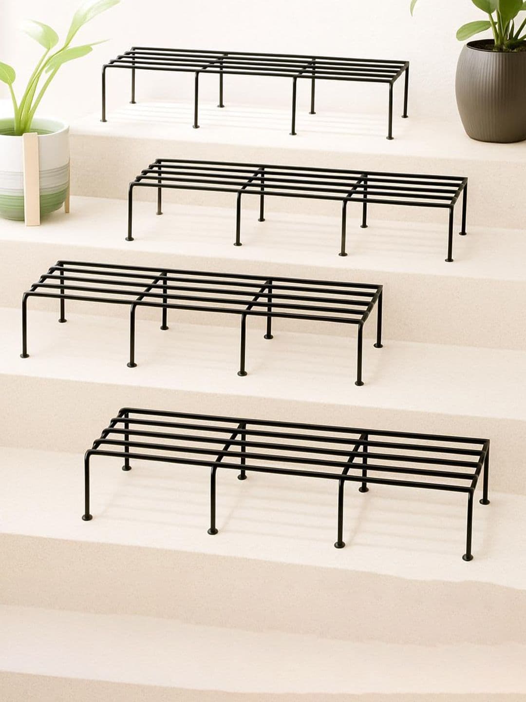 TRUSTBASKET Black 4 Pieces Rectangular Bold Metal Plant Stands - view 1