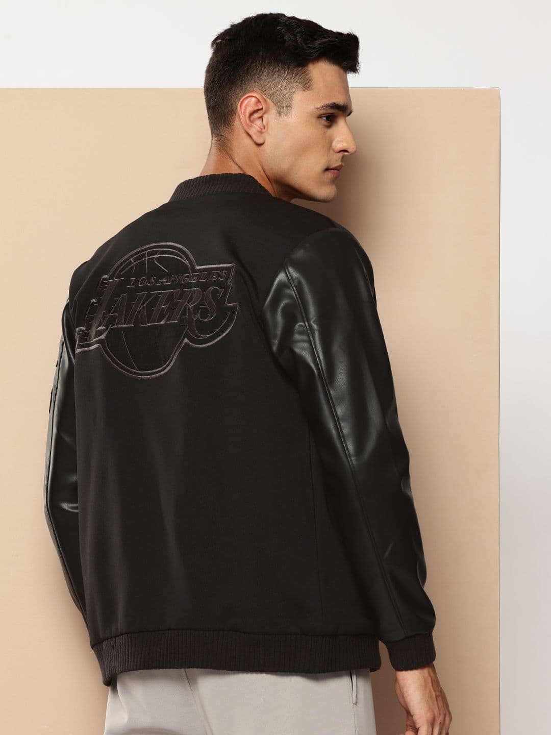 NBA Los Angeles Lakers Applique Detail Mandarin Collar Bomber Jacket - view 1