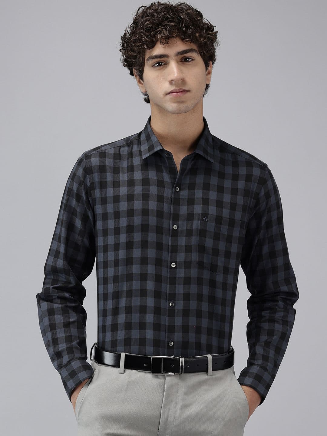 Arrow Pure Cotton Checked Manhattan Slim Fit Formal Shirt - view 1