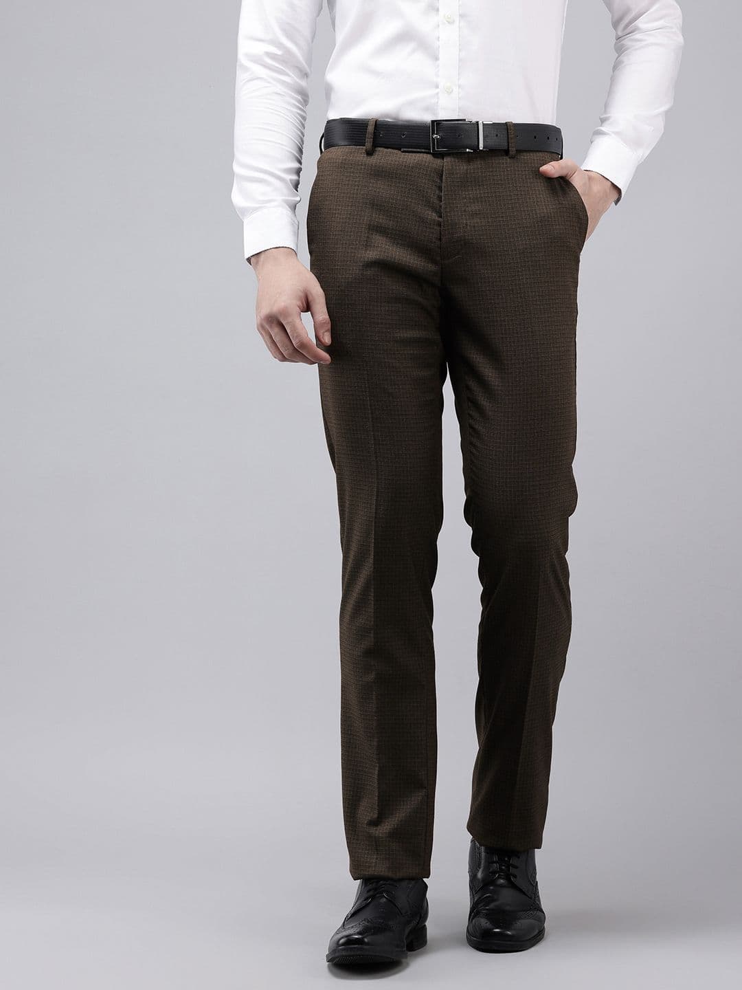 Arrow Men Hudson Tailored Fit Checked Formal Trousers - view 1