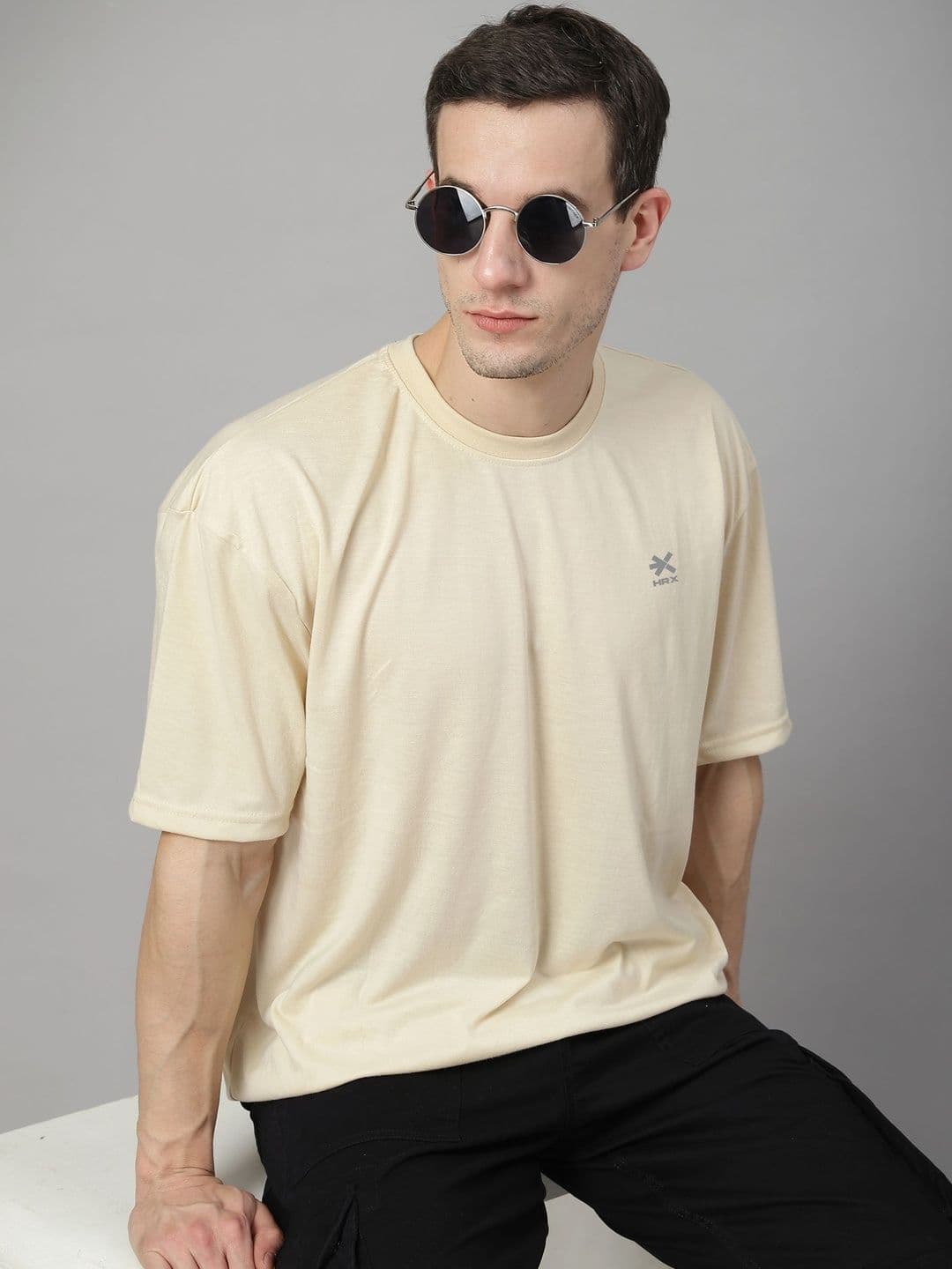 HRX by Hrithik Roshan Men Brand Logo Drop-Shoulder Sleeves T-shirt - view 1
