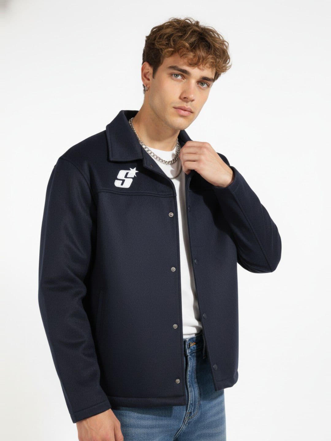 glitchez Typography Printed Spread Collar Tailored Jacket - view 1