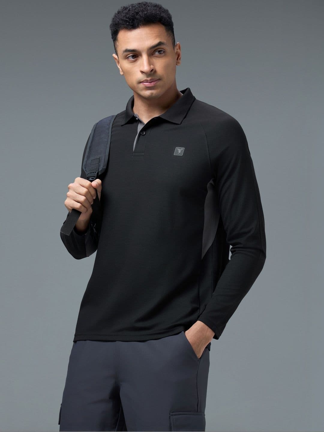 Technosport Men Brand Logo Colourblocked Polo Collar Anti Static Slim Fit T-shirt - view 1