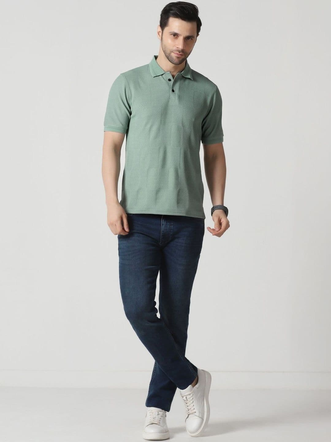 R.Code by The Roadster Life Co. Men Polo Collar T-shirt - view 1