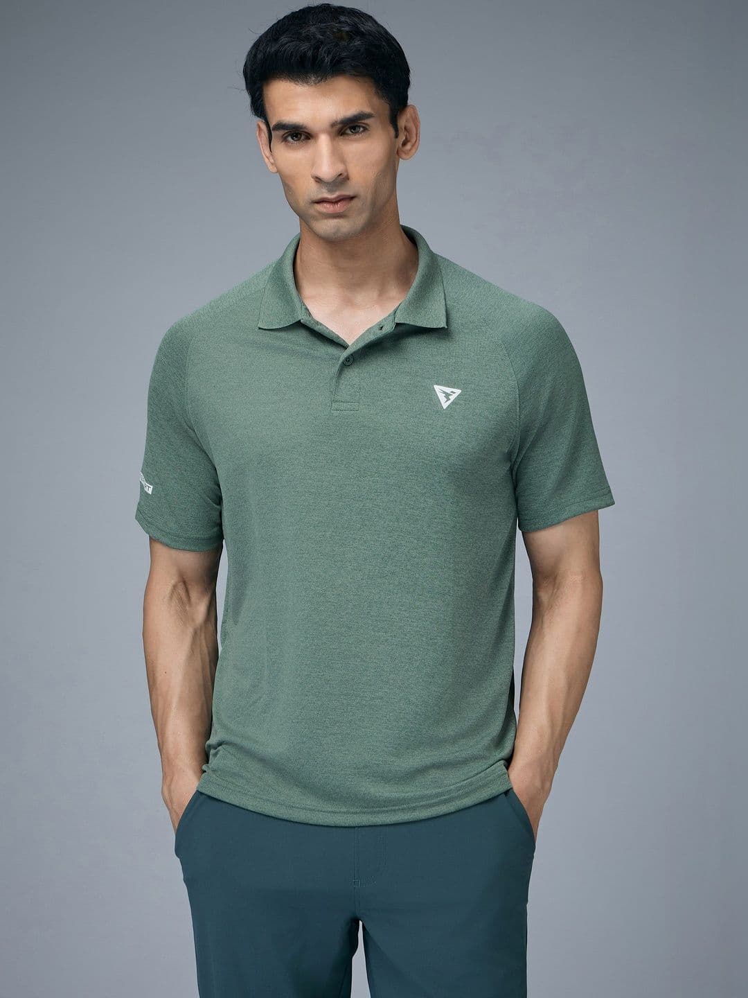 Technosport Men Brand Logo Polo Collar Antimicrobial Slim Fit T-shirt - view 1