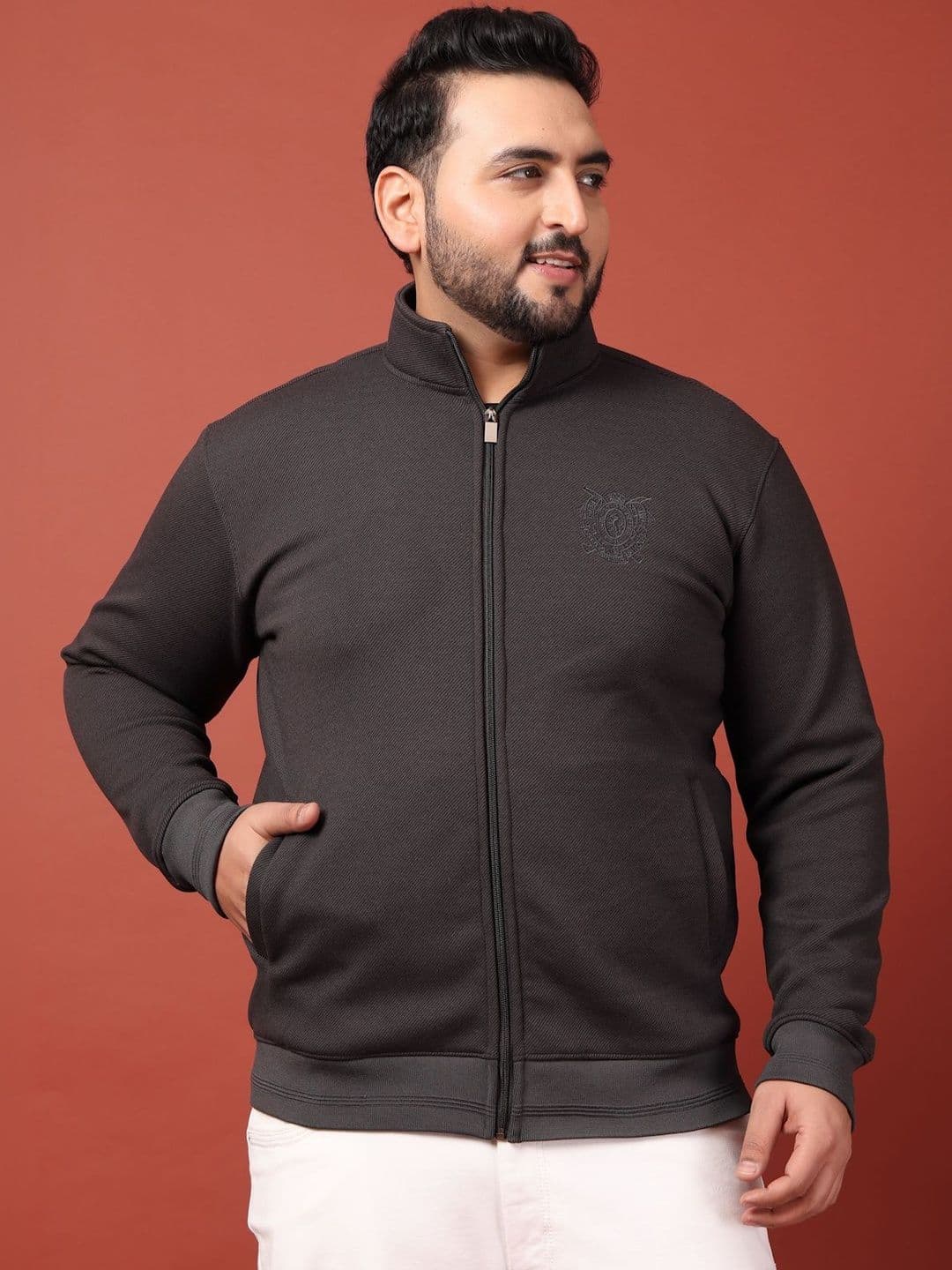 plusS Men Sporty Jacket with Embroidered - view 1