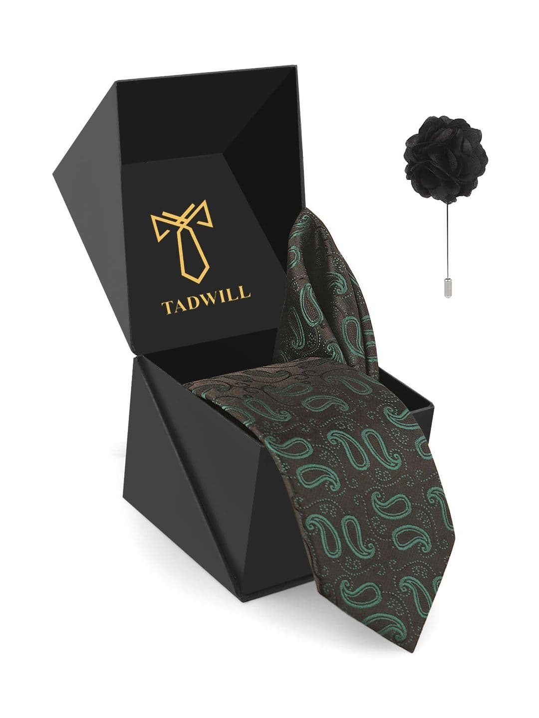 TADWILL Men Accessory Gift Set Of Tie With Lapel Pin & Pocket Square - view 1