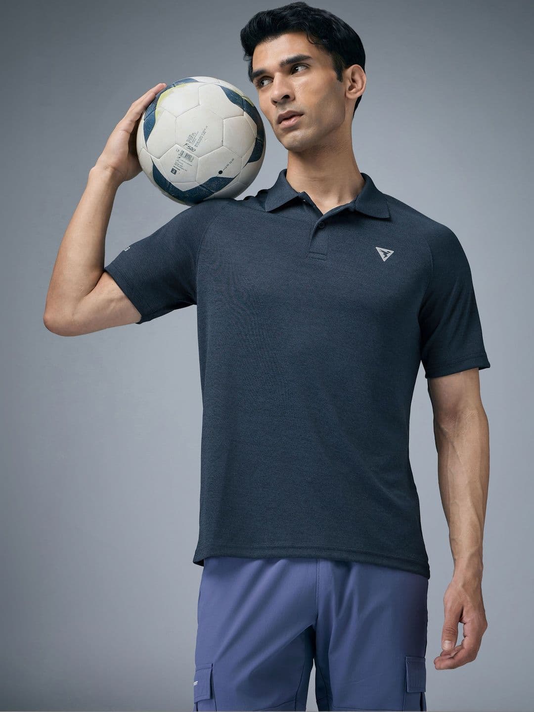 Technosport Men Brand Logo Polo Collar Antimicrobial Slim Fit T-shirt - view 1