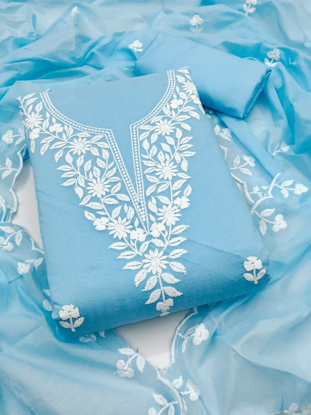 KALINI Embroidered Pure Cotton Unstitched Dress Material - view 1