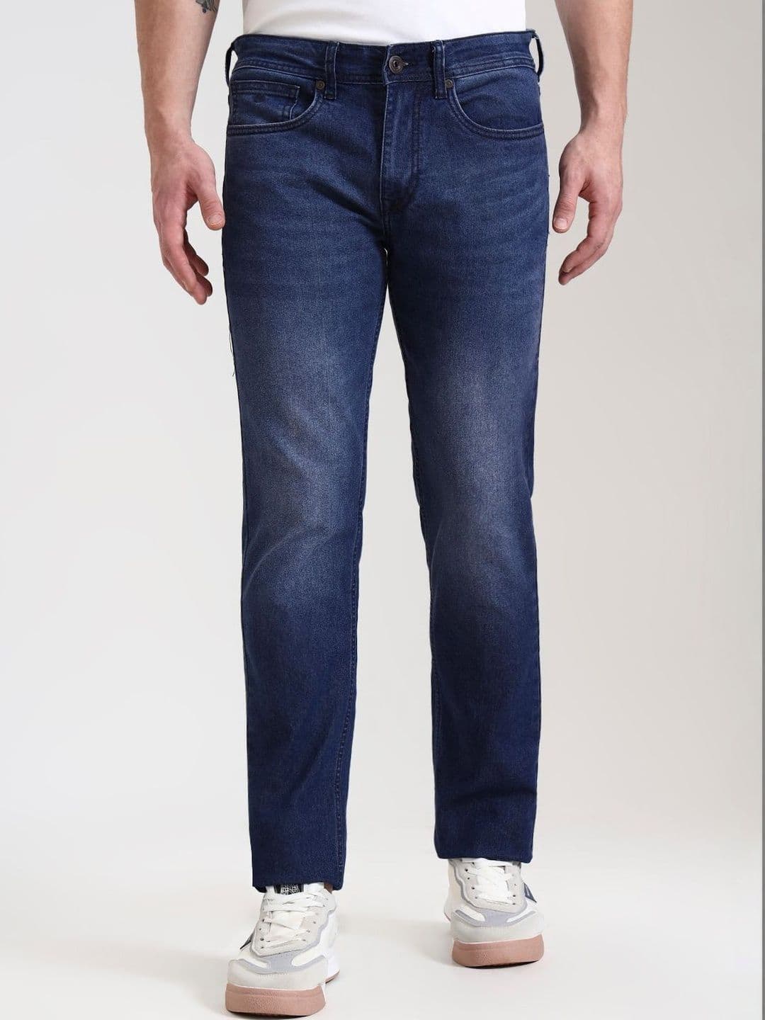 Greenfibre Men Straight Fit Mid-Rise Light Fade Jeans - view 1