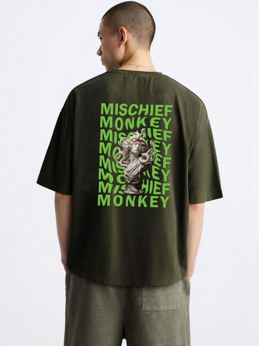 MISCHIEF MONKEY Men Printed Drop-Shoulder Sleeves T-shirt - view 1