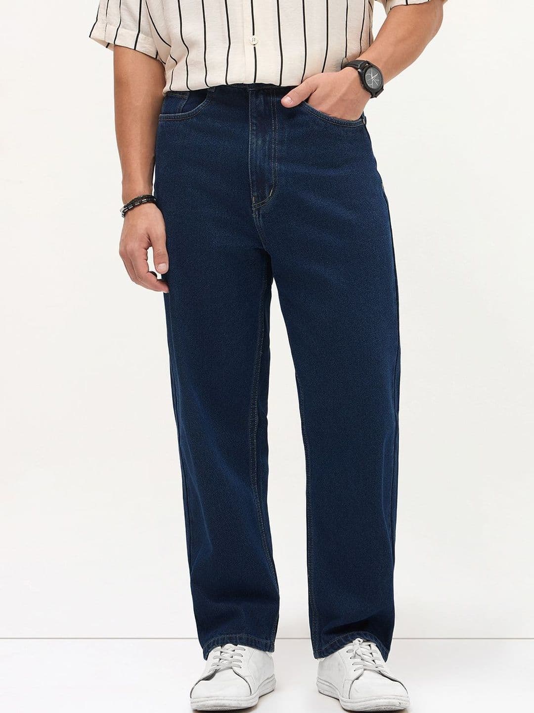 Urbano Fashion Loose Non Blue Heavy Fade Mid-Rise Baggy Fit Stretchable Jeans - view 1