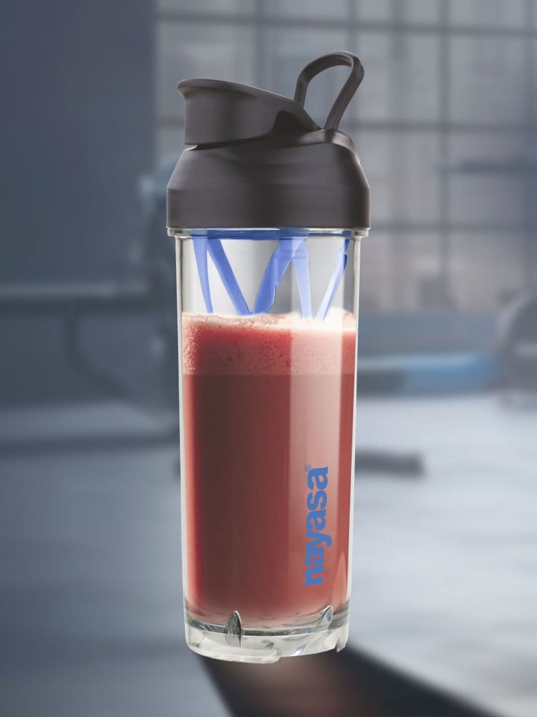 Nayasa Single Sprint Blue Plastic BPA Free Gym Shaker Bottle With Mixer Screw Cap 850ml - view 1
