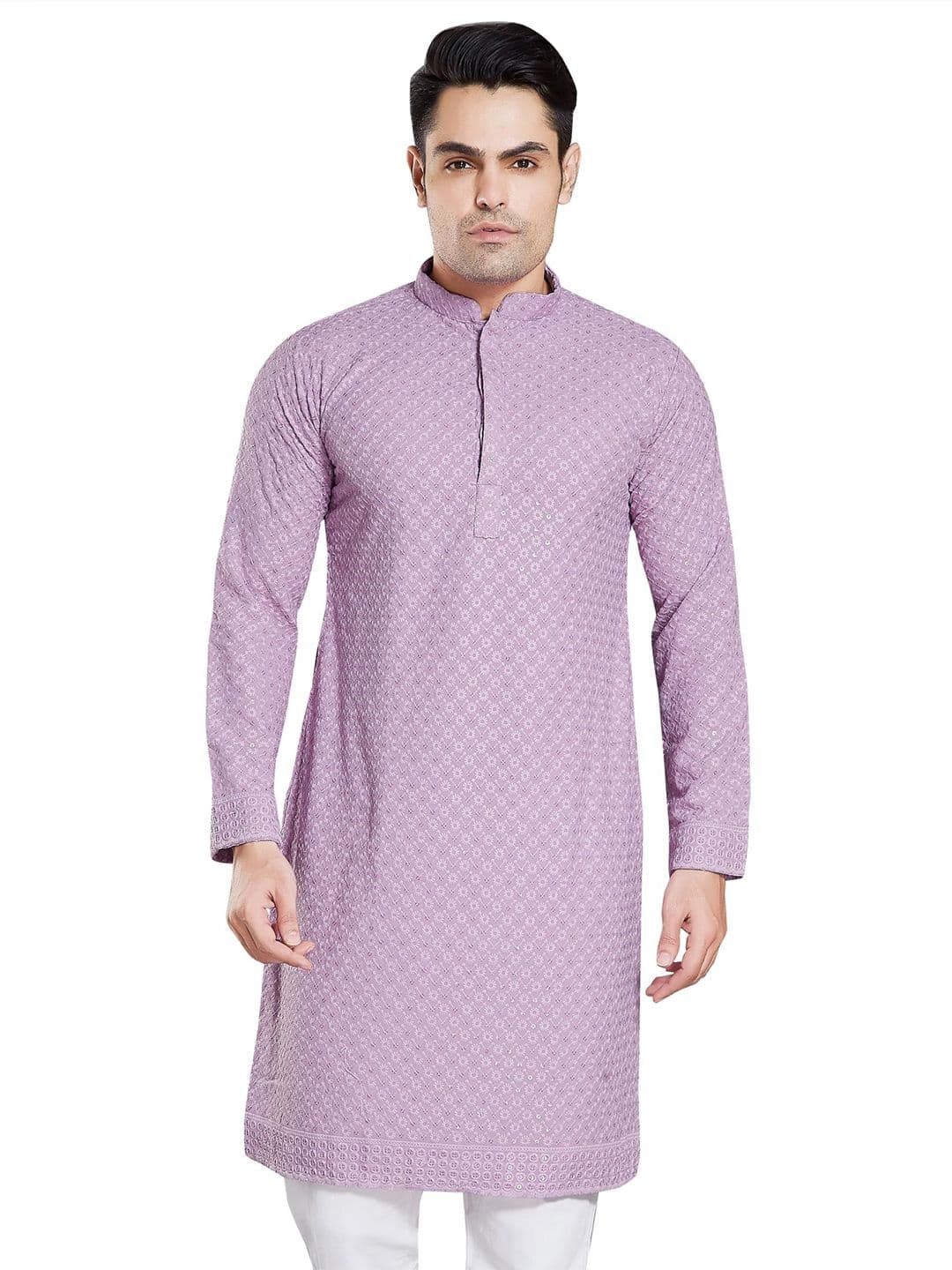 SHOBHIT Men Geometric Embroidered Thread Work Handloom Kurta - view 1