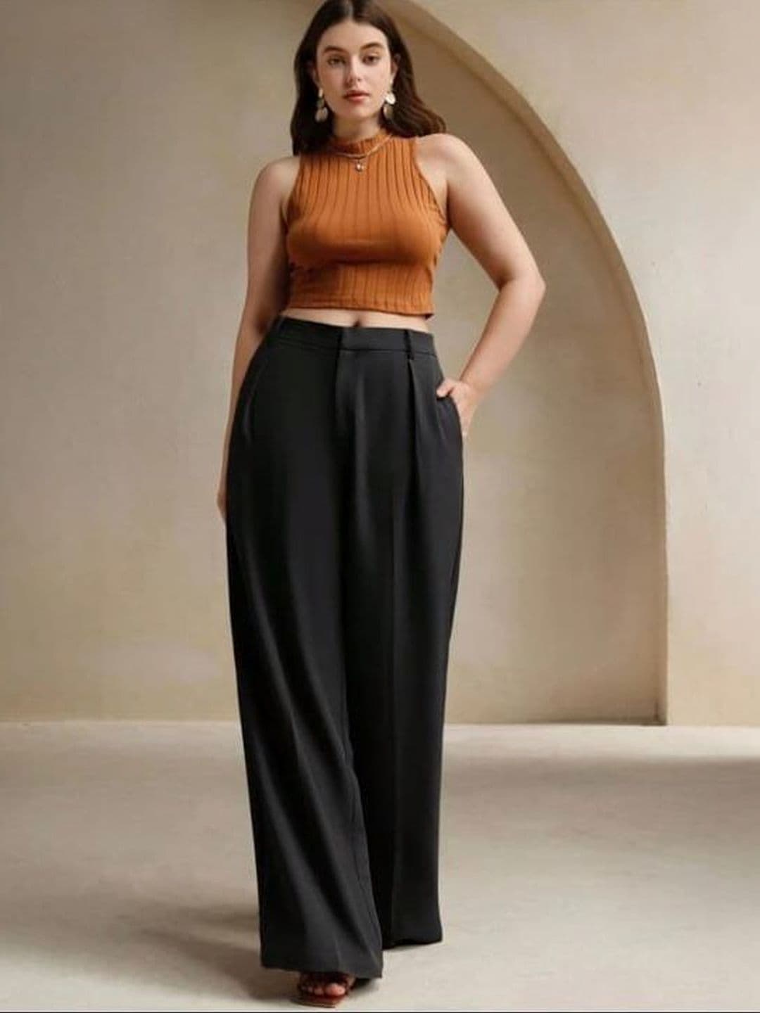 BROADSTAR Women Smart High-Rise Easy Wash Pleated Trousers - view 1
