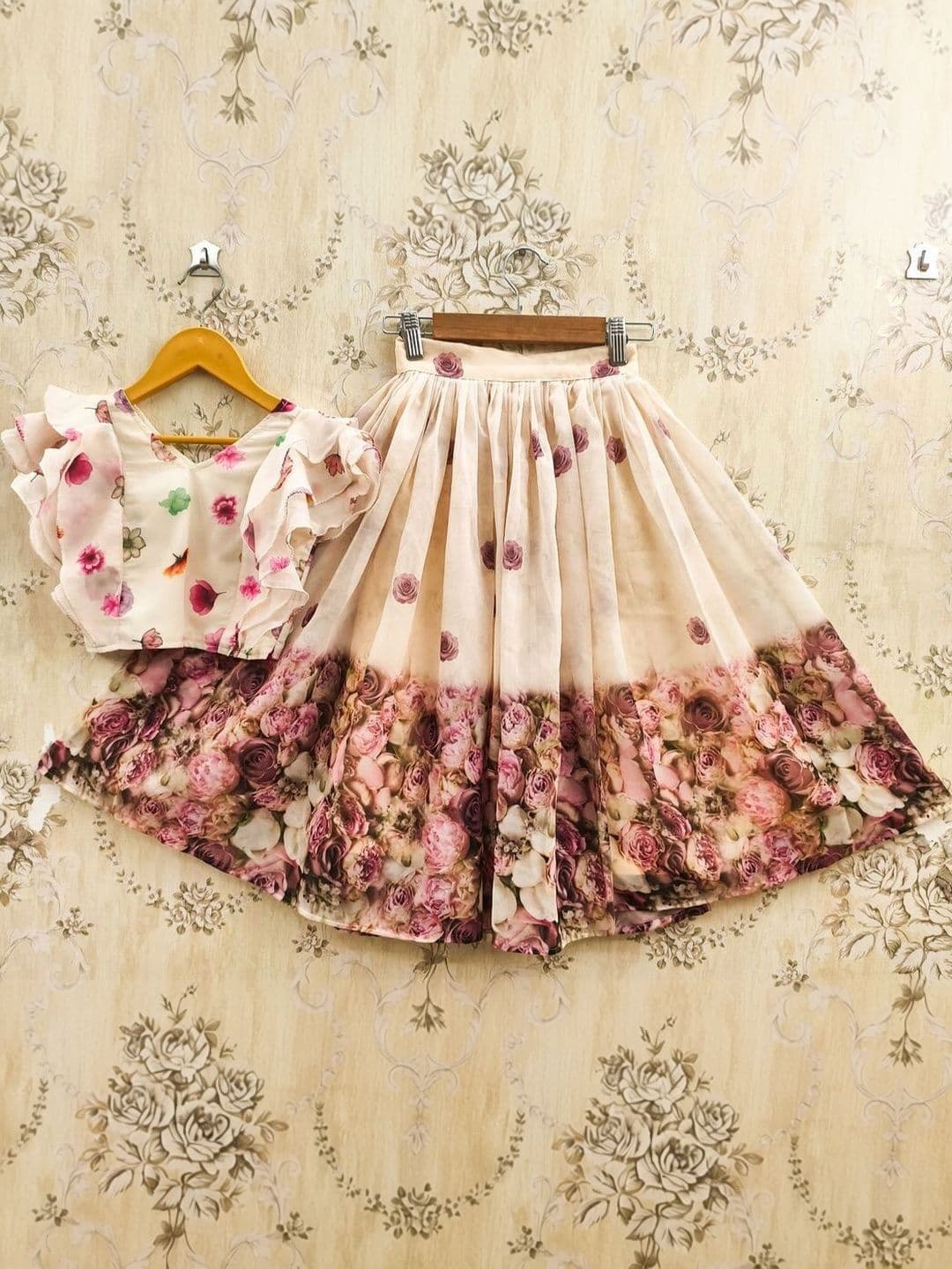JOVK DESIGN Girls Printed Kalamkari Ready to Wear Lehenga & - view 1