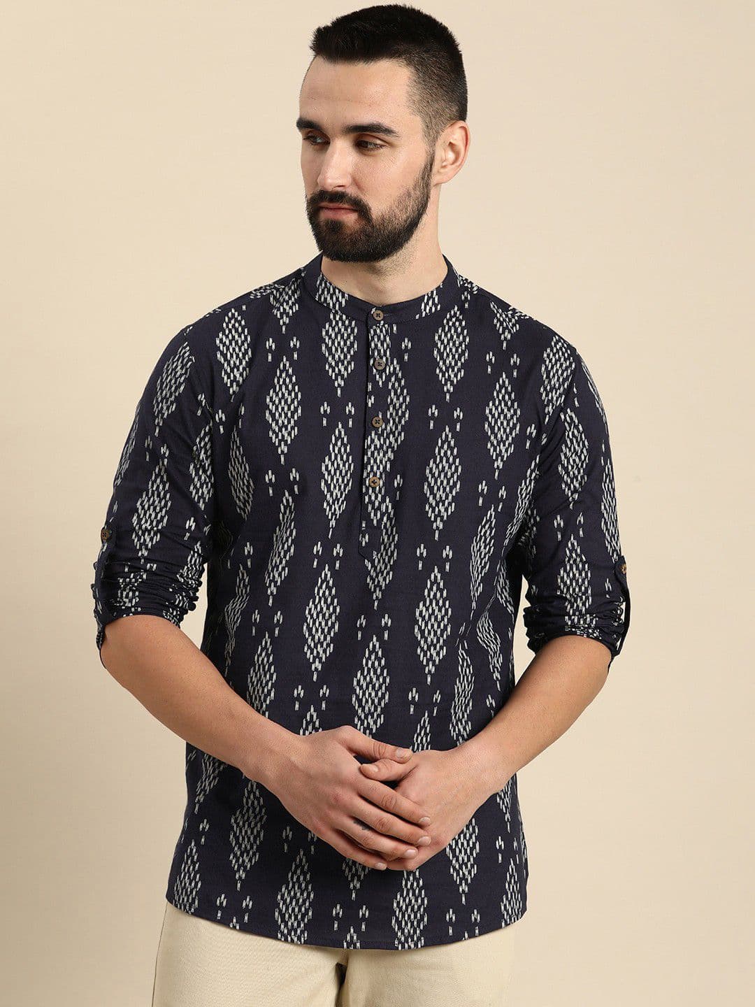 Fifth U Men Navy Blue Kurtas - view 1